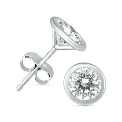 Sselects 1/2 Carat Tw Bezel Diamond Solitaire Earrings In 14k In Silver