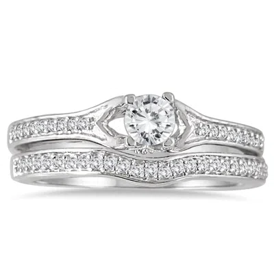 Sselects 1/2 Carat Tw Diamond Bridal Set In 14k White Gold