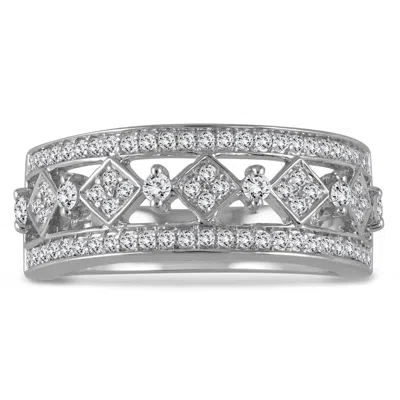 Sselects 1/2 Carat Tw Diamond Byzintine Inspired Ring In 10k White Gold