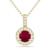 SSELECTS 1/2 CARAT TW HALO RUBY AND DIAMOND PENDANT IN 10K