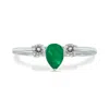 SSELECTS 1/2 CARAT TW PEAR SHAPE EMERALD AND DIAMOND RING IN 10K WHITE GOLD