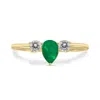 SSELECTS 1/2 CARAT TW PEAR SHAPE EMERALD AND DIAMOND RING IN 10K YELLOW GOLD