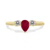 SSELECTS 1/2 CARAT TW PEAR SHAPE RUBY AND DIAMOND RING IN 10K YELLOW GOLD