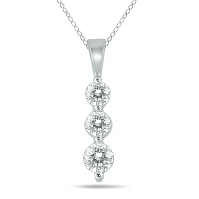 Sselects 1/2 Carat Tw Three Stone Diamond Pendant In 10k In Silver
