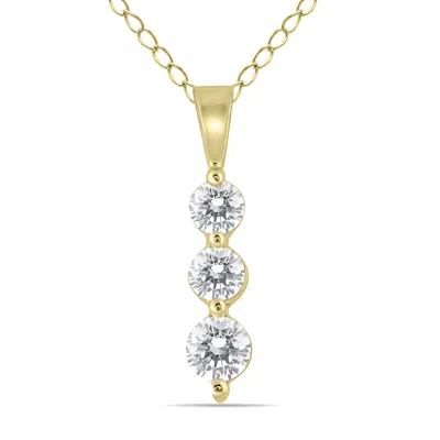 Sselects 1/2 Carat Tw Three Stone Diamond Pendant In 10k Yellow Gold In Silver
