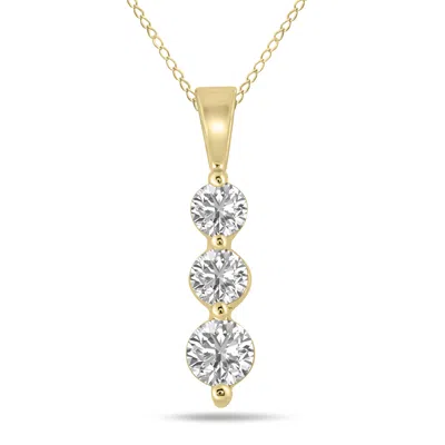 Sselects 1/2 Ctw Lab Grown Diamond Three Stone Snow Pendant In 10k Yellow Gold In Silver