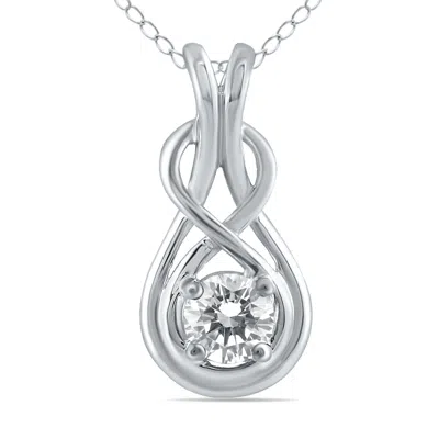 Sselects 1/2 Ctw Natural Diamond Knot Pendant In 10k In Silver