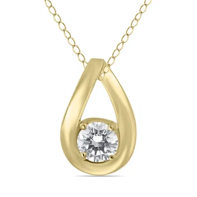 Sselects 1/2 Ctw Tear Drop Natural Diamond Solitaire Pendant In 10k In Silver