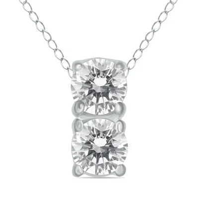Sselects 1/2 Ctw Two Stone Diamond Pendant In 14k In Silver