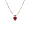 SSELECTS 1/2CT CREATED RUBY AND DIAMOND HEART NECKLACE IN 10K ROSE GOLD