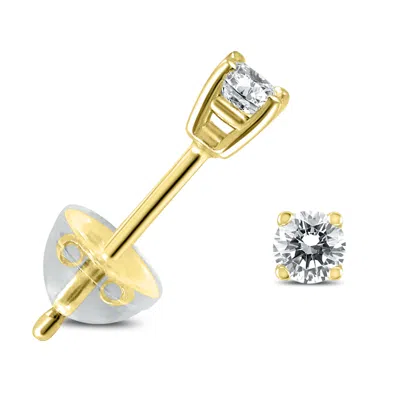 Sselects .12ctw Round Diamond Solitaire Stud Earrings In 14k With Silicon Backs In Silver