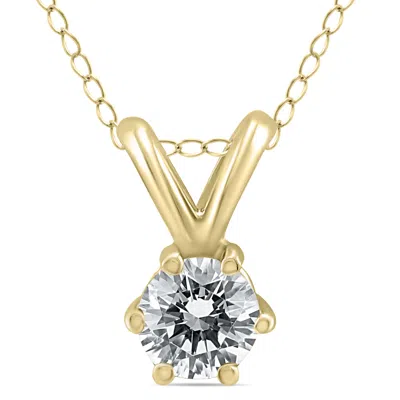 Sselects 1/3 Carat 6 Prong Diamond Solitaire Pendant In 14k In Silver