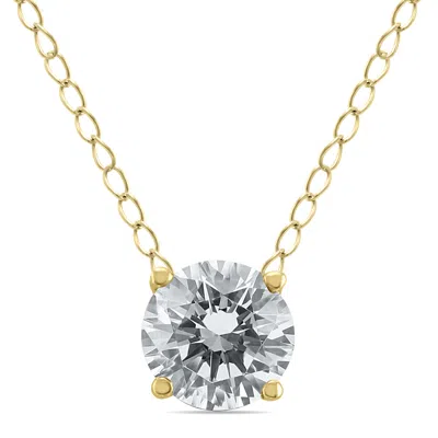 Sselects 1/3 Carat Floating Round Diamond Solitaire Necklace In 14k In Gold