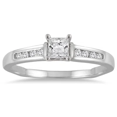 Sselects 1/3 Carat Tw Princess Cut Diamond Ring In 14k White Gold