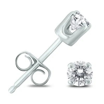 Sselects 1/3 Carat Tw Round Solitaire Diamond Stud Earrings In .925 Sterling Silver
