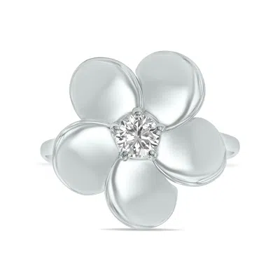 Sselects 1/3 Ctw Lab Grown Diamond Flower Ring In 10k White Gold F-g Color, Vs1- Vs2 Clarity