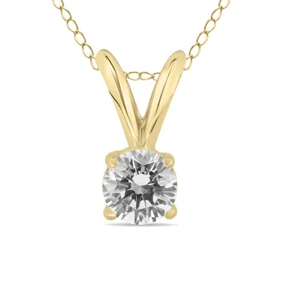 Sselects 1/4 Carat Diamond Solitaire Pendant In 14k Yellow Gold In Silver