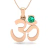 SSELECTS 1/4 CARAT EMERALD OM NECKLACE IN 14 KARAT ROSE GOLD CHAIN