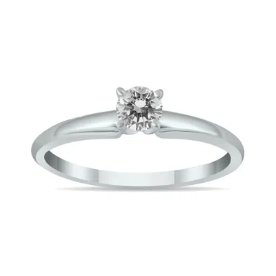 Sselects 1/4 Carat Round Diamond Solitaire Ring In 14k White Gold