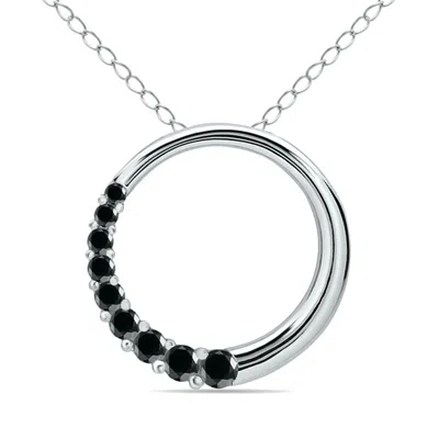 Sselects 1/4 Carat Tw 9 Stone Diamond Circle Pendant In 10k In Black