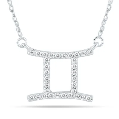 Sselects 1/4 Carat Tw Diamond Gemini Zodiac Pendant 10k In Silver