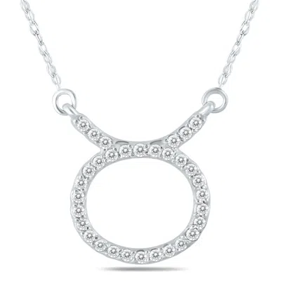 Sselects 1/4 Carat Tw Diamond Taurus Zodiac Pendant Necklace In 10k In Silver