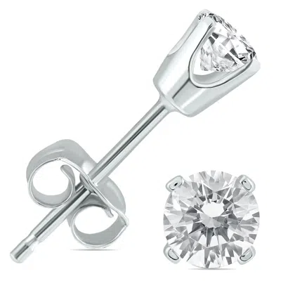 Sselects 1/4 Carat Tw Igi Certified Round Diamond Solitaire Stud Earrings In 14k In Silver