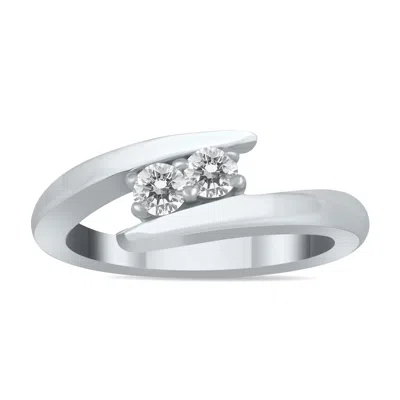 Sselects 1/4 Carat Tw Two Stone Diamond Ring In 10k White Gold