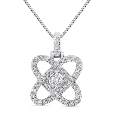 Sselects 1/4 Ctw Natural Diamond Butterfly Love Pendant In .925 Sterling Silver