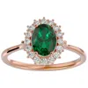 SSELECTS 1.40 CARAT OVAL SHAPE EMERALD AND HALO DIAMOND RING IN 14 KARAT ROSE GOLD