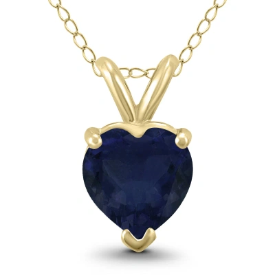 Sselects 14k 4mm Heart Sapphire Pendant In Blue