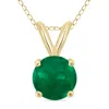 SSELECTS 14K 4MM ROUND EMERALD PENDANT
