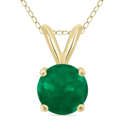 Sselects 14k 4mm Round Emerald Pendant In Green