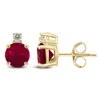 SSELECTS 14K 4MM ROUND RUBY AND DIAMOND EARRINGS