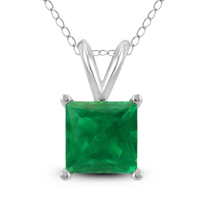 Sselects 14k 4mm Square Emerald Pendant In Green