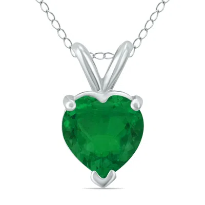 Sselects 14k 5mm Heart Emerald Pendant In Green