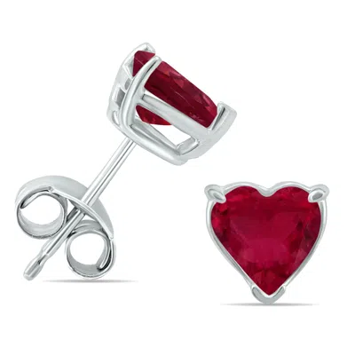 Sselects 14k 5mm Heart Ruby Earrings In Red