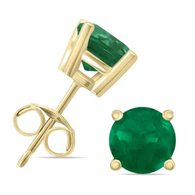 Sselects 14k 5mm Round Emerald Earrings In Green