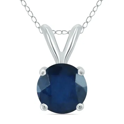 Sselects 14k 5mm Round Sapphire Pendant In Blue