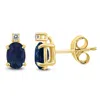 SSELECTS 14K 5X3MM OVAL SAPPHIRE AND DIAMOND EARRINGS