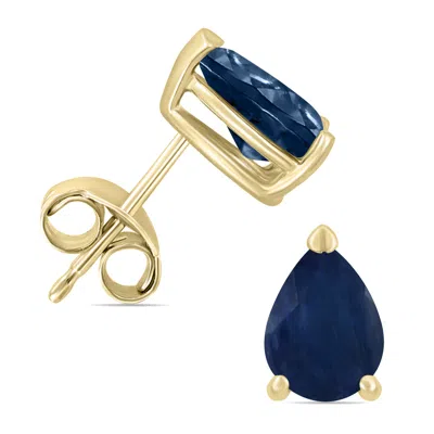Sselects 14k 5x3mm Pear Sapphire Earrings In Blue