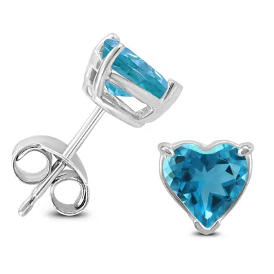 Sselects 14k 6mm Heart Topaz Earrings In Blue