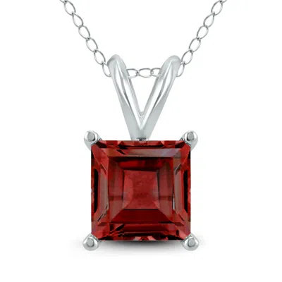 Sselects 14k 6mm Square Garnet Pendant In Red