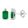 SSELECTS 14K 6X4MM EMERALD SHAPED EMERALD AND DIAMOND EARRINGS