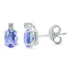 SSELECTS 14K 6X4MM OVAL TANZANITE AND DIAMOND EARRINGS