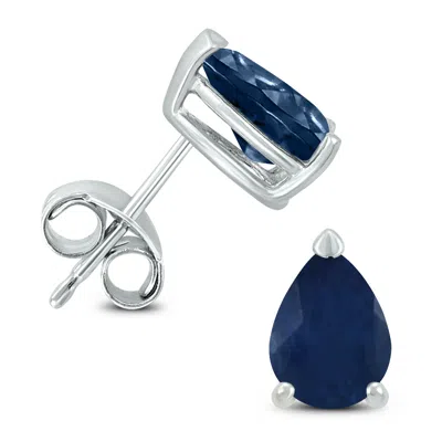 Sselects 14k 6x4mm Pear Sapphire Earrings In Blue