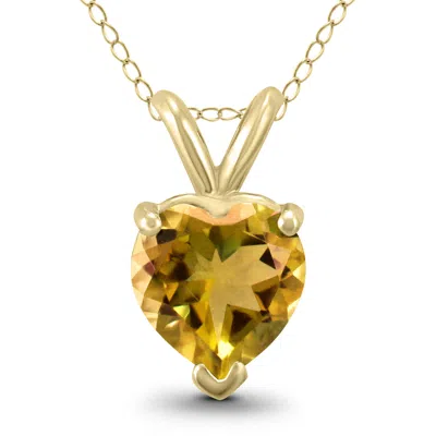 Sselects 14k 7mm Heart Citrine Pendant In Gold