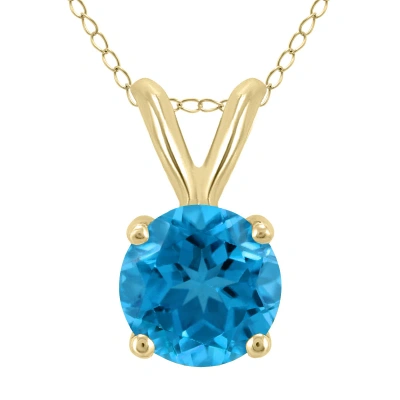 Sselects 14k 7mm Round Topaz Pendant In Gold