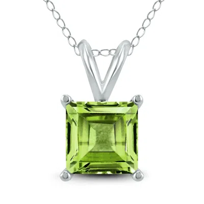 Sselects 14k 7mm Square Peridot Pendant In Green