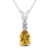 SSELECTS 14K 7X5MM PEAR CITRINE AND DIAMOND PENDANT
